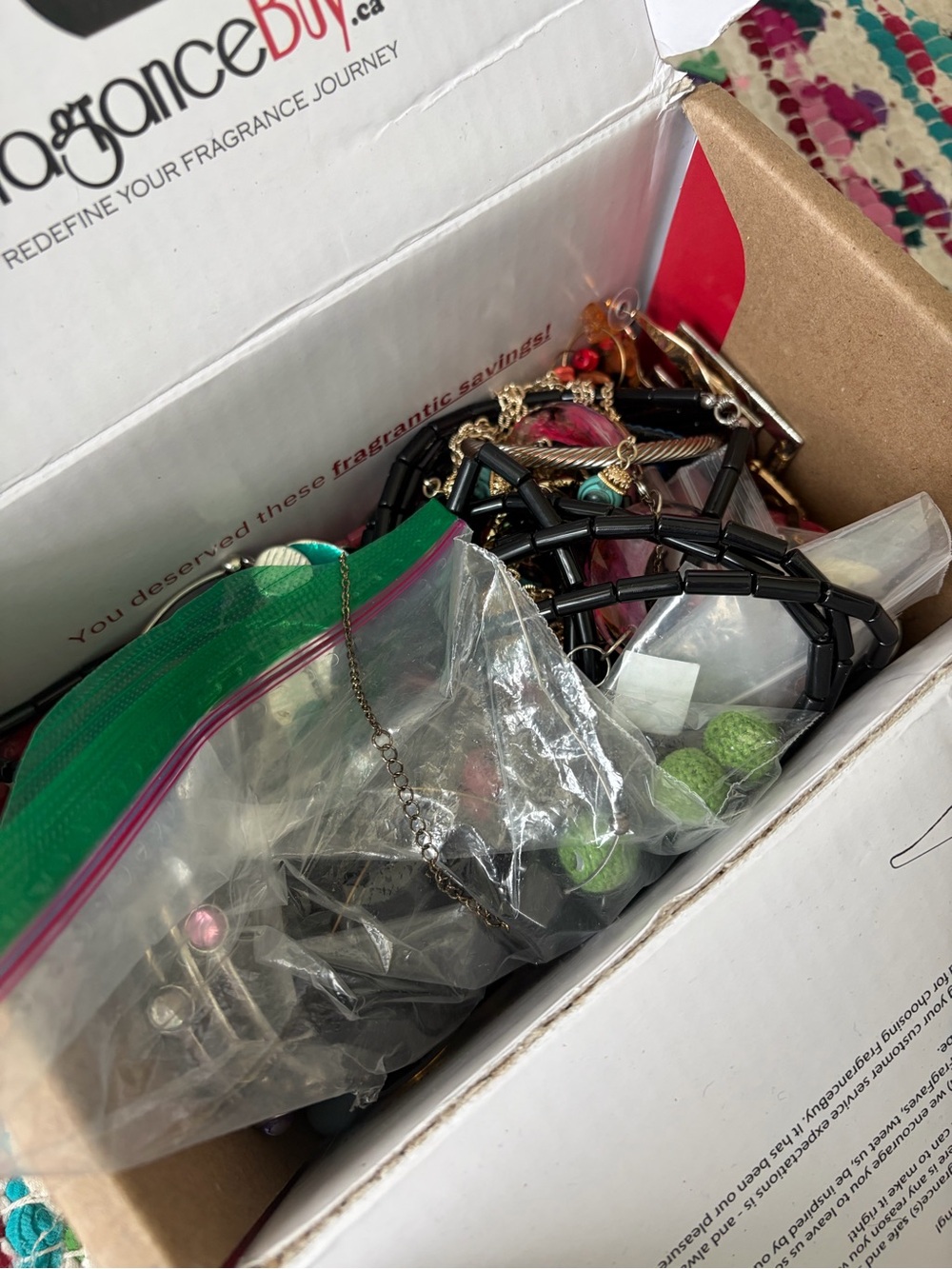 Box of costume jewelry